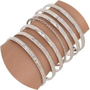 Gold Bangle Bracelets for Women, 14k Gold Plated Multi Layer Cuff Bangles Set, S